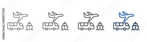 
outline icon set transportation with public transport design