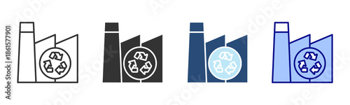 Recycle Factory Icon Set. Designed In Multi Style