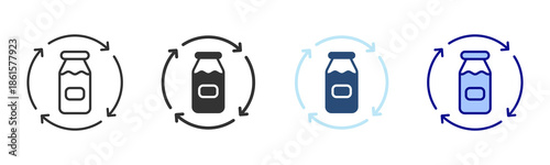 Recycle Jar Icon Set. Designed In Multi Style