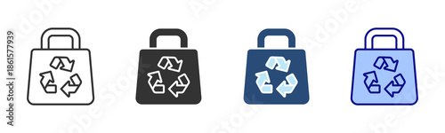 Recycle Bag Icon Set. Designed In Multi Style
