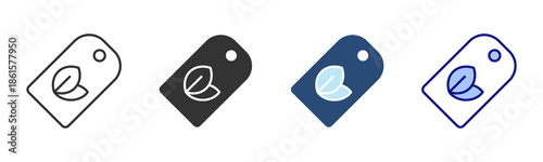 Eco Tag Icon Set. Designed In Multi Style