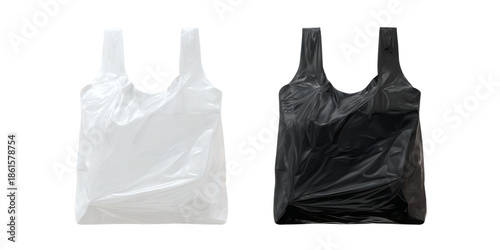 High-quality reusable plastic bags in white and black, perfect for shopping and storage solutions