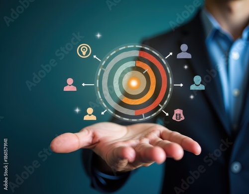 ISO certification and quality assurance Businessman working with computer and tablet symbolizing compliance Standards Top service for product quality management Businesses and companies
