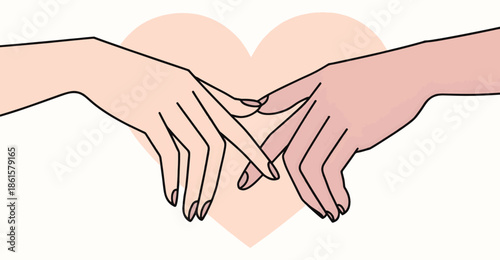 Minimalist Illustration of Two Hands with Interlocking Fingers Over a Heart Background Symbolizing Trust and Connection