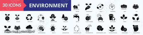Environment Icon Pack Glyph Style Illustration Vector