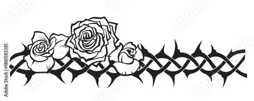 crown of thorns and roses icon isolated on white background 
