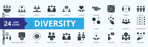 Diversity Icon Pack Glyph Style Illustration Vector