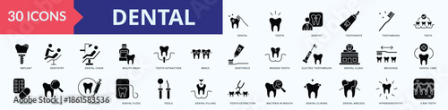 Dental Icon Pack Glyph Style Illustration Vector