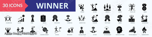 Winner Icon Pack Glyph Style Illustration Vector