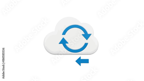 Cloud sync icon with arrows for data transfer and backup