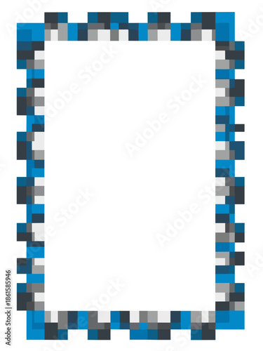 Pixelated blue and gray frame with copy space for text