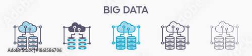 Big Data Element For Design Graphic - Multi Styles. Vector Illustration Of Two Colored And Black. Multiple Icons Designs Can Be Used For Mobile, Ui, Web 