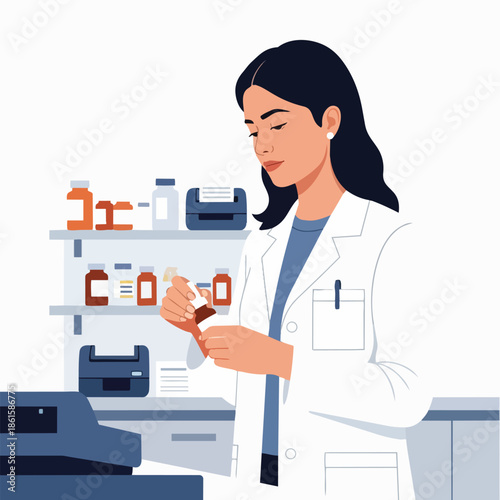 Abstract Flat Color Illustration with Interconnected Elements