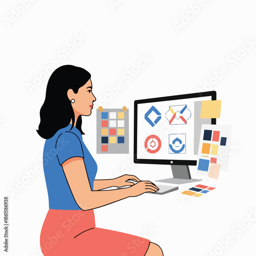 Clean Flat Color Illustration With Simple Geometric Shapes