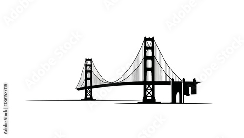 Minimalist vector illustration of the Golden Gate Bridge in San Francisco.