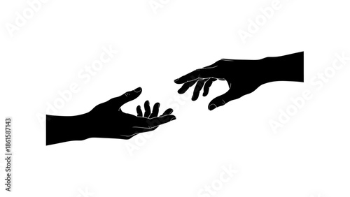Silhouette of two hands reaching out to each other in support.