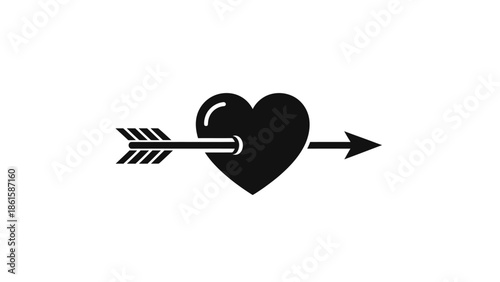 Heart pierced by arrow, a symbol of love and affection.