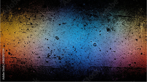 A vibrant, grungy background with a gradient of colorful splatters and stains viewed from a straight-on perspective