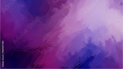 Vibrant abstract illustration featuring dynamic purple and pink hues with swirling shapes and golden accents in a modern digital art style