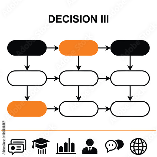 Professional business infographic and icon set. Includes recruitment journey, decision flowcharts, startup icons, and UI elements. Perfect for strategic planning and corporate presentations.