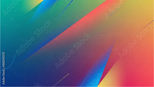 Vibrant abstract illustration showcasing colorful spectrum, dynamic shapes, and glossy texture, viewed from a tilted perspective