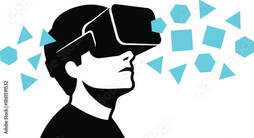 VR Headset Silhouette: Virtual Reality, Metaverse, Digital Future Icon