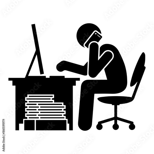 Busy office worker on phone