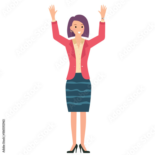 young woman pointing at something