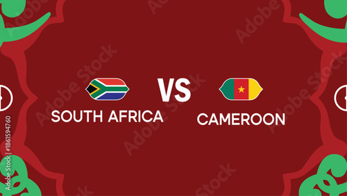 South Africa And Cameroon African Nations Morocco 2025 Flags Teams Countries African Football Logo Design Vector Illustration