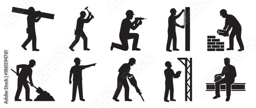 silhouettes of worker people