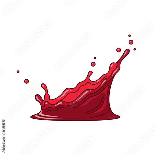 Red wine splash in dynamic icon style for Trifon Zarezan and wine celebration designs