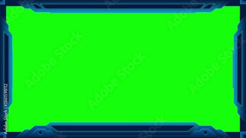futuristic technology frame animation in green screen background