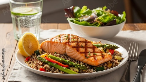 Wallpaper Mural Grilled Salmon with Quinoa and Vegetables. Torontodigital.ca
