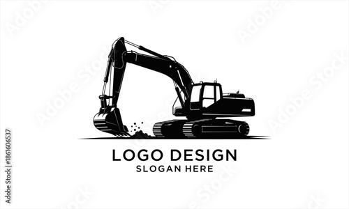 Heavy-duty excavator digging earth, a powerful construction machine in action.