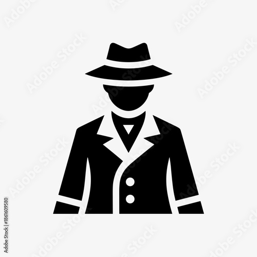 Mysterious Detective Silhouette Wearing a Fedora Hat and Trench Coat