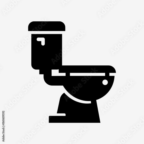 Minimalist Black Toilet Icon Illustration for Bathroom and Hygiene Concepts