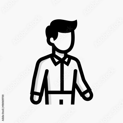 Minimalist Professional Man Avatar with Styled Hair and Collared Shirt