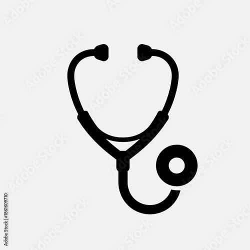 Minimalist Black Stethoscope Icon for Medical and Healthcare Design