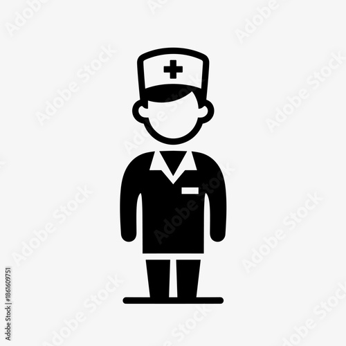 Professional Healthcare Worker Icon in Uniform with Medical Cross