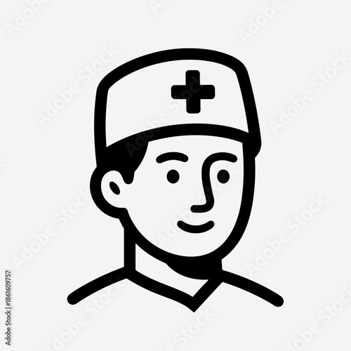 Minimalist Doctor Illustration with Medical Cross Symbol on Cap