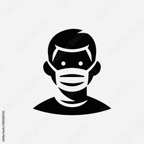 Stylized Icon of a Person Wearing a Protective Face Mask