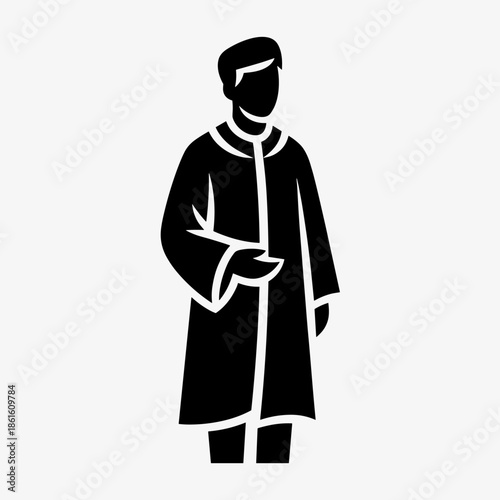 Full Length Silhouette of a Person Wearing an Academic Gown