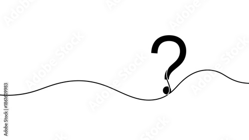 Question mark symbol on a wavy line
