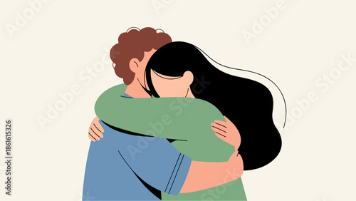 Man and woman embracing in a modern minimalist portrait