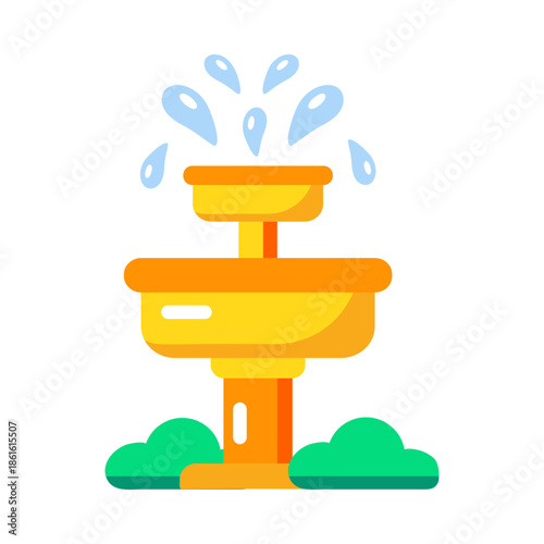Flat style icon showing a garden fountain
