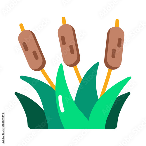 A flat style icon showing a reed plant