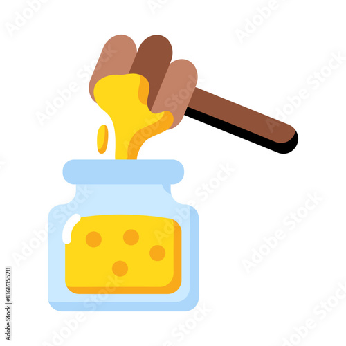 A flat style icon showing honey jar 
