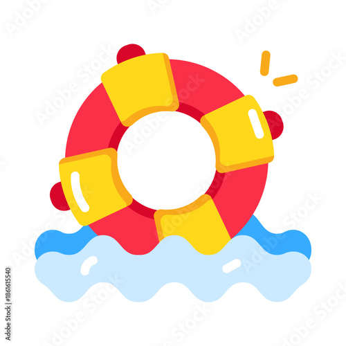A flat style icon showing a lifebuoy