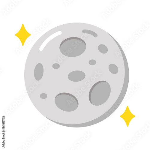 A flat style icon showing a full moon