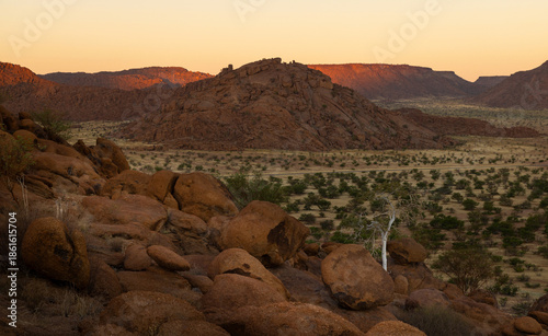 Sunset view of red sand rocks at Damaraland, Namibia, Africa